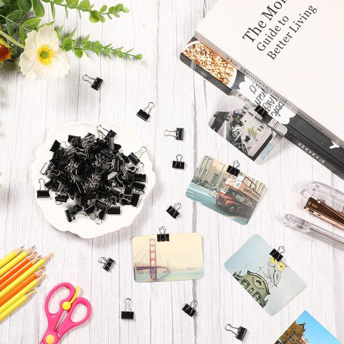 Black Binder Clips, 500 Pieces, 0.6 Inch Medium Paper Clamps for Classroom and Office Supplies