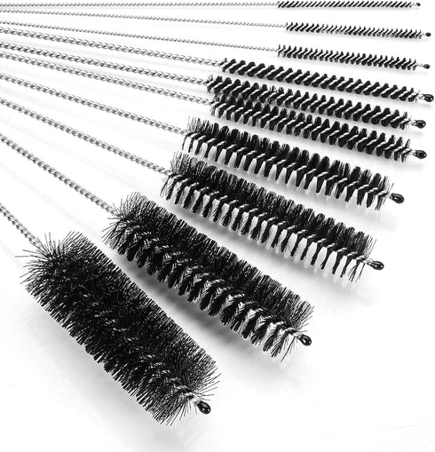 8 Inch Set, Set 10pcs CiaraQ Bottle Cleaning Brushes, Nylon Tube Brush Cleaner for Narrow Neck Bottles Cups with Hook