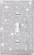 Silver Bling Rhinestones Single Toggle Switch Light Switch Cover Plates - Cute Sparkling Wall Plates for Home