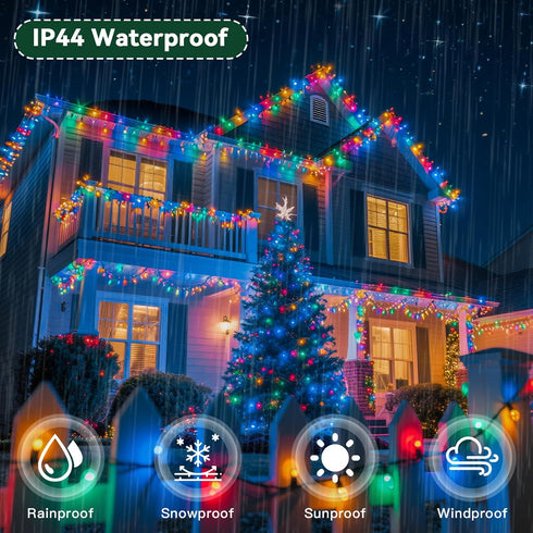 132FT 400 8 Christmas String Lights LED Multicolor Dark Green Wire, Indoor Outdoor Waterproof Fairy Lights with Modes