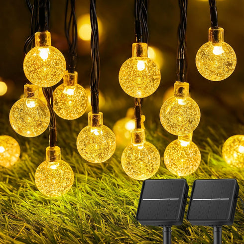 Solar String Lights Outdoor Waterproof, 2 Pack 60 LED 36.5 FT Each,