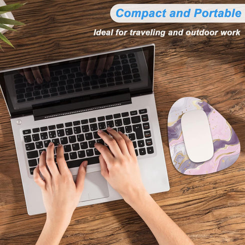 Rimilak Small Mouse Pad 6 x 7 Inch, Irregular Mini with Non-Slip Rubber Base, Waterproof for Home Office - Pink Gold