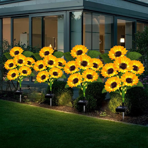 4 Pack 24 60 Solar Garden Lights Outdoor, Sunflower Lights with Sunflower, Waterproof Led Garden Fall Decor, Gifts