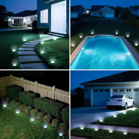 Lights4 Pack IP65 8 vighep Mini Outdoor Solar Solar Garden Lights for Outside Waterproof, LED Disc Landscape Lighting