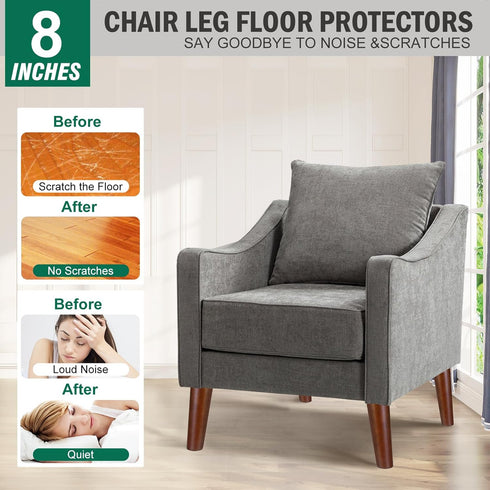FoDau770 8 Inches, Set 4, 5/16" Brown Rubber Wood Furniture Legs Slant Tapered Wood Feet Mid Century Sofa Legs of UNC