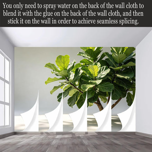Agglomerix Custom Size Wall Murals Fiddle Leaf Fig Tree Botanical Minimalist Green Leaves SelfAdhesive Wall Fabric