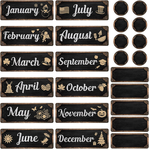 Gueevin 60 Pcs Industrial Chic Months of the Year Bulletin Board Set, Holiday Monthly Headliners