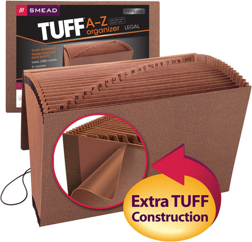 Smead TUFF Expanding File, 21 Pockets, Alphabetic (A-Z), Legal Size, Redrope (70320)