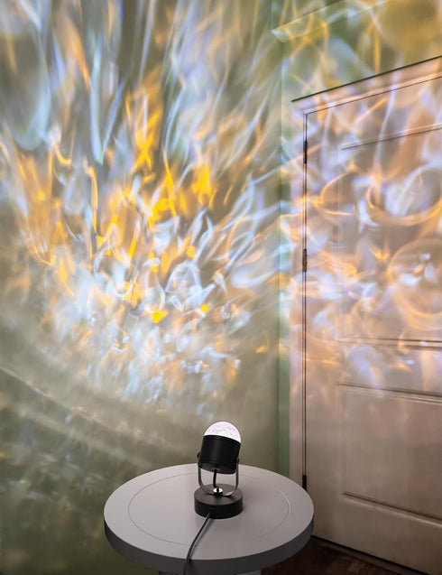 Joyzy Plug-in Dynamic Ocean Wave Table Lamp Water Ripple Night Light Projector for Room Party Christmas Decoration