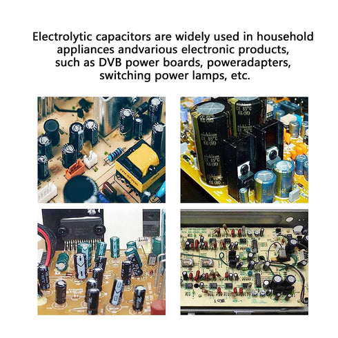 460Pcs 24Value Capacitor Assortment Box Kit, 6.3V-50V DIP 1uF-1500uF High Frequency Aluminum Electrolytic Capacitors