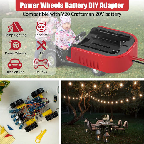 Laimiao 2 Pack 20V Terminal,14 Power Wheel Adapter for Craftsman Battery,Dock Battery Adapter with Fuse, Wire Gauge