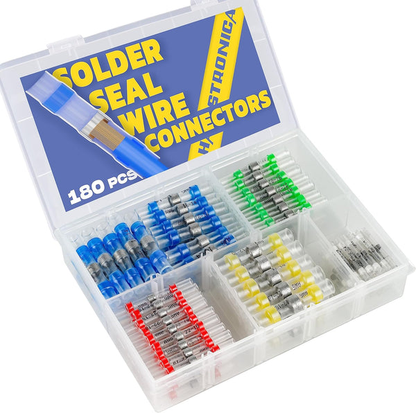 180PCS Waterproof Solder Seal Wire Connectors, Heat Shrink Solder Connectors for Insulated Electrical Wiring