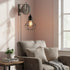 Set 15 E-26 Bulb, Rustic State Black Fabric Cord with Toggle Switch Feet Hanging Pendant Light Fixtures, Uses Standard