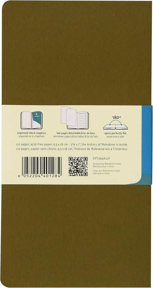 Moleskine Chapters Journal, Slim Medium, Dotted, Tawny Olive, Soft Cover (3.75 x 7), CPT064K10 by Moleskine