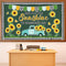 ZOIIWA Sunflower Bulletin Board Decorations, Summer Truck Back to School Set with Black Plaid Borders Wall Decor