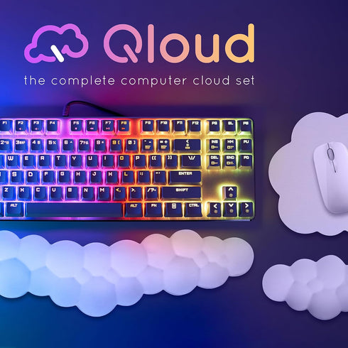 Qloud Cloud Wrist Rest for Keyboard – Rainbow Cloud Palm Rest Pad – Gaming Wrist Rest for Computer Keyboard