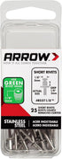 Arrow RSST1/8 Short Stainless Steel 1/8-Inch Pop Rivets, 25-Pack for Metal, Fabric, Leather