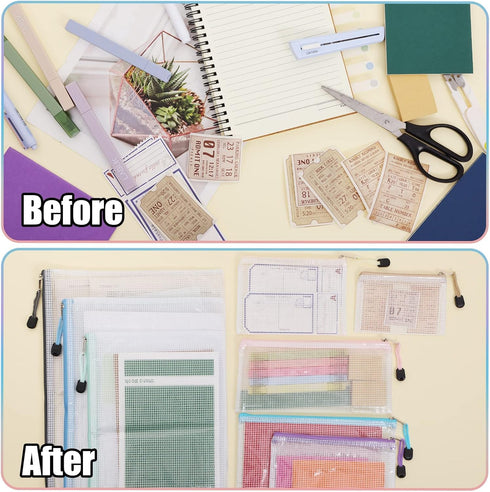EOOUT 24pcs Waterproof Mesh Zipper Pouch, 8 Sizes, Plastic Travel Bags, Multipurpose for Office Supplies and Storage