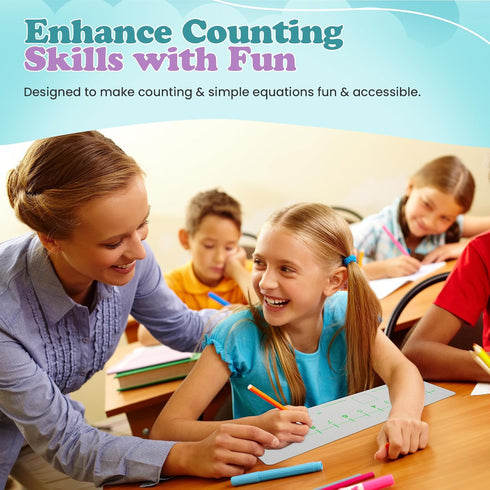 Dry Erase Number Line, Double Sided Whiteboard, 1 Pack 4x12", Math Sentence Blank on Side 2