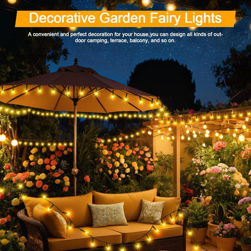 cshare 39.4ft 120LED 8 Solar String Lights for Outside, Outdoor Solar String Lights Modes for Garden Yard Patio Tree