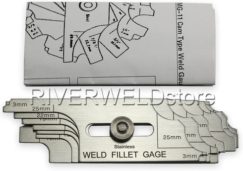 RIVERWELD 7 Piece Fillet Weld Set Gage MG-11 - Depth Gauges Welding Inspection Test Ulnar Marks Metric Checking Fillet