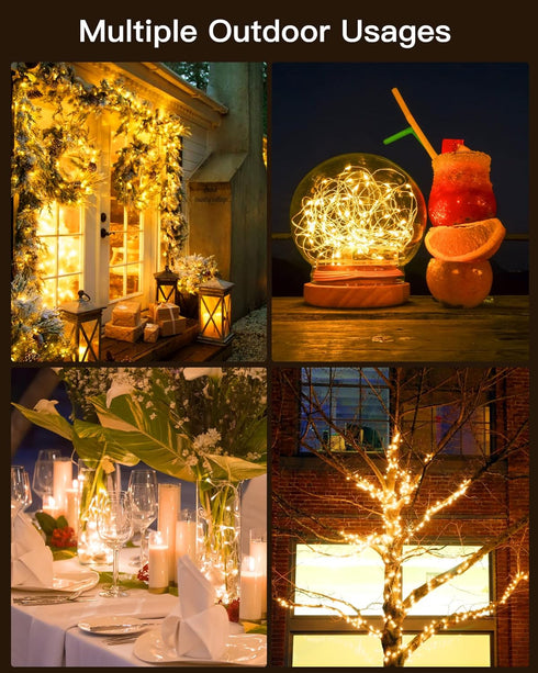 2 Packs 66Ft 200 8 Brightown Solar String Lights, Total LED Solar Fairy Lights with Modes, Waterproof Solar Lights