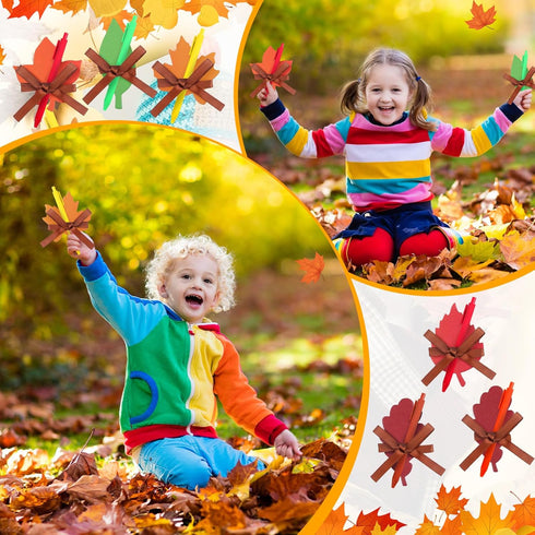 Geyee 24 Pack Fall Leaves Sticky Notepad Set - Autumn Leaf Shaped Sticky Notes with Pen for Kids and Office