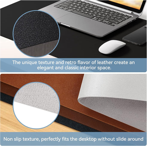 Zakia 32x16 Desk Mat Wireless Charging Mouse Pad Large Journey Desk Pad Mat with Wireless Charger Waterproof Black