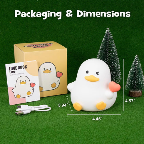 Greprety 3-Level Duck Night Light Squishy Silicone Nursery Breastfeeding Nightlight with Timer Warm White & RGB Color