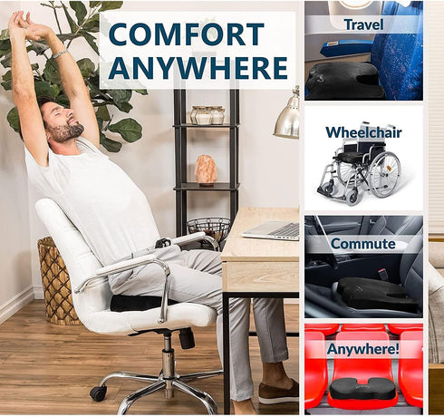 ZATIVA Tailbone, Home Office Seat Cushion - Comfort Memory Foam Chair Cushion with Cooling Gel Infused for Back