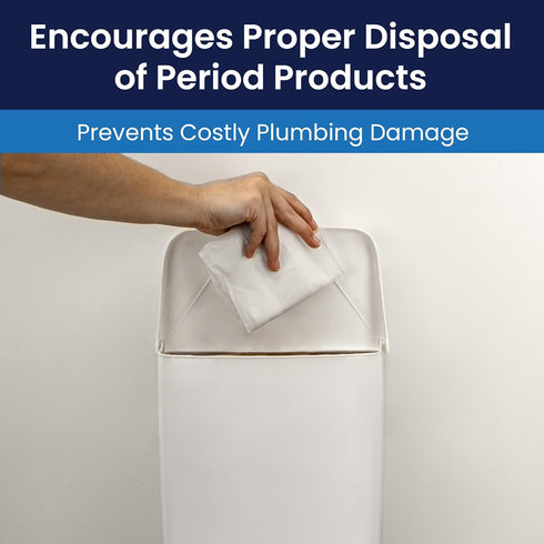 250-201W Hospeco Feminine Hygiene Receptacle White ABS Plastic