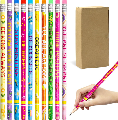 Fancy Land Inspirational Pencils 50PCS Wooden Pencil with Eraser Motivational Sayings Classroom School Teacher Award for Kids by Fancy Land