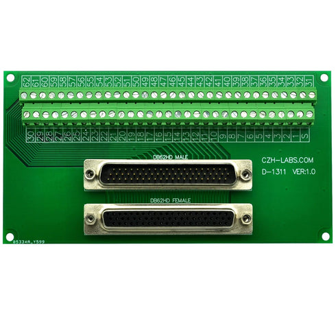 CZH-LABS DSUB DB62HD Male/Female Header Breakout Board, D-SUB Breakout Moudle.