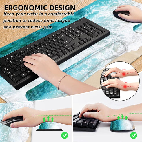 LATEEFAH Large 4-in-1 Extended Mouse Pad with Wrist Support, Non-Slip Desk Mat Protector, Ultra Thick Blotter