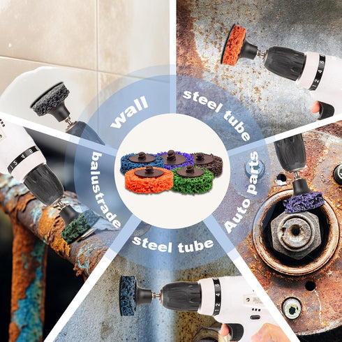 46 2 Inch 1/4" HOMO FABER PCS Quick Change Strip Discs Multi-Color Kit - Paint & Rust Removal Wheel for Die