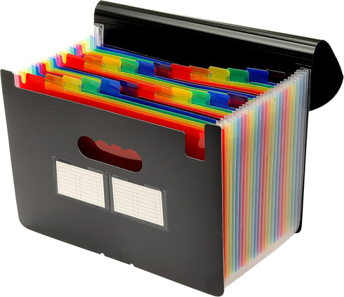 Mukawa 24 Pocket Expanding File Folder, Accordion File Organizer for Letter/A4 Paper Document Filling, Black with