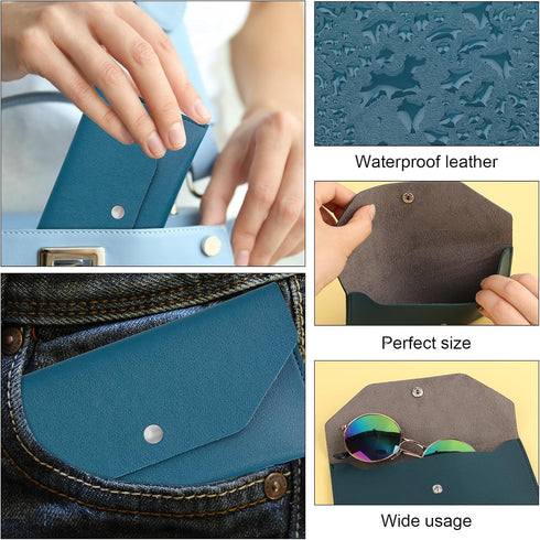 Leather Cash Envelope Wallet, Blue Cash Holder Wallet, Practical Reusable Money Organizer Pouch for Budget
