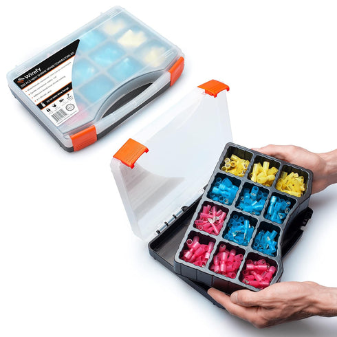 Wirefy 250 PCS Heat Shrink Spade Connector Kit - Male & Female Spade Wire Connectors, 22-10 Gauge