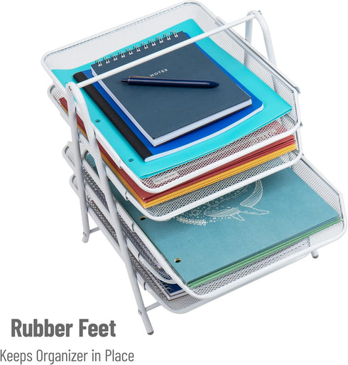 Mind Reader 5-Tier Paper Tray Desktop Organizer File Storage Metal Mesh White