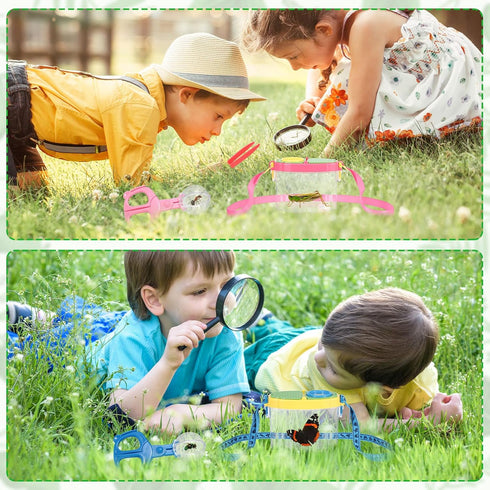 4 Set Halloscume Bug Catcher for Kids Bug Viewer and Insects Tweezer for Students, Critter Catching Kit Magnifying
