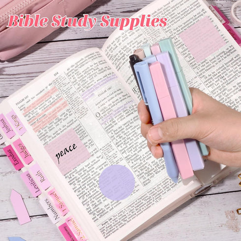 NEWEST Bible Journaling Kit, Bible Study Supplies, No Bleed Highlighters and Pens, Pink Bible Tabs, Aesthetic Tools