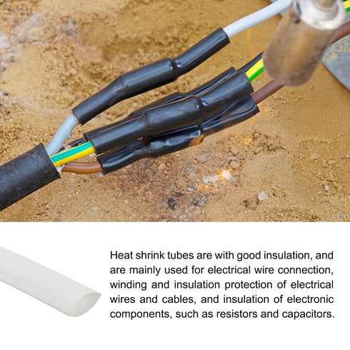 Heat Shrink Tubing 2:1 Cable Sleeving Tube Wrap, 3/8" Dia/5/8" Flat Width/1m, White for Electric Insulation