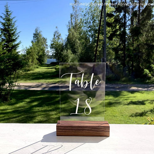 UNIQOOO 5 Pack Rustic Table Numbers Display Stands | Acrylic Sign Holders | Place Card Holder for Wedding Party Events