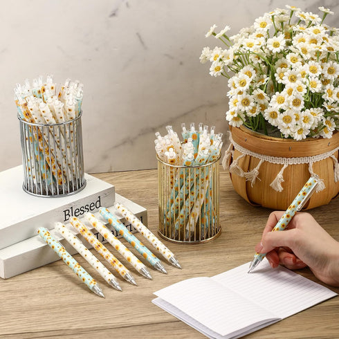 60 Sets Jetec Pcs Sunflower Ballpoint Pens Girly Stuff Aesthetic Retractable Pens Office Supplies Gift for Student
