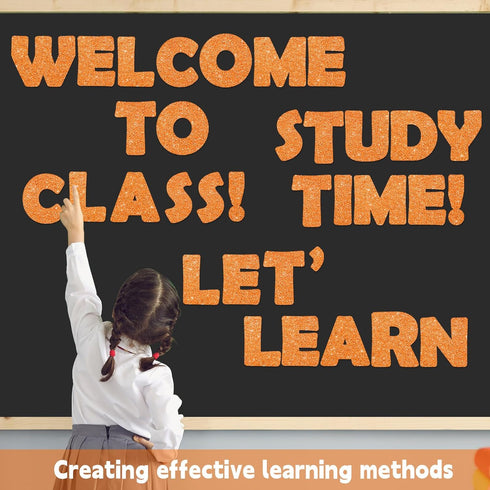 Qyeahkj 150 PCS Large 6" Font Letters and Punctuation Set, Glitter Orange Classroom Cutouts for Bulletin Display