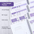 Monthly Budget Planner Book (Undated) with 12 Pockets for Income, Debt, Saving, Expense, and Bill Tracker, Purple