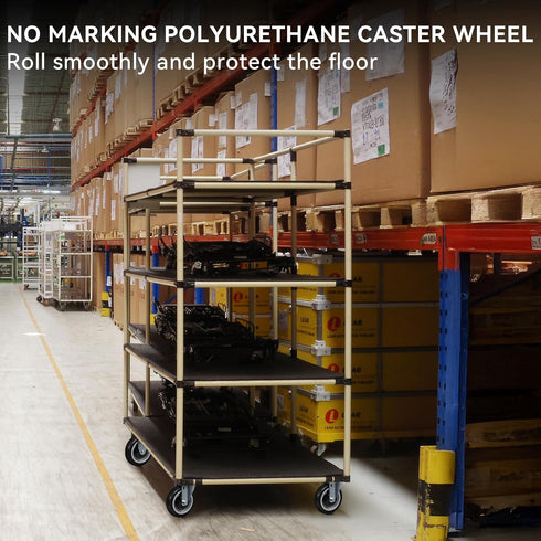 5" Set 4, 3/8" Shopping Cart Wheel Replacement Kit, Polyurethane Casters of Axle Diameter Wheels for Supermarket