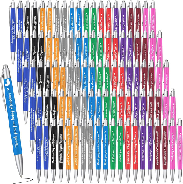 Gueevin 200 Pcs Inspirational Pens, Employee Appreciation Black Ballpoint Ink Funny Motivational Thank You Pens