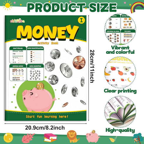 chiazllta Set 2 Counting Money Activity Workbook of Coin Recognition and Practice Workbook Pennies Nickels Dimes