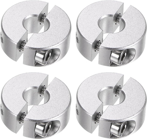 4pcs Double Split Shaft Collar Set for 8mm Shaft, 25mm OD, 10mm Width, Clamp-On Collars for Machine Tools